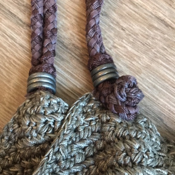 Sakroots | Double handle crochet shoulder bag. Boho hippie earthy rustic - Picture 4 of 14
